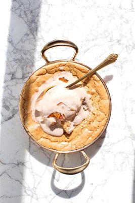 Coffee Blondie Skillet with Whiskey No-Churn Ice Cream