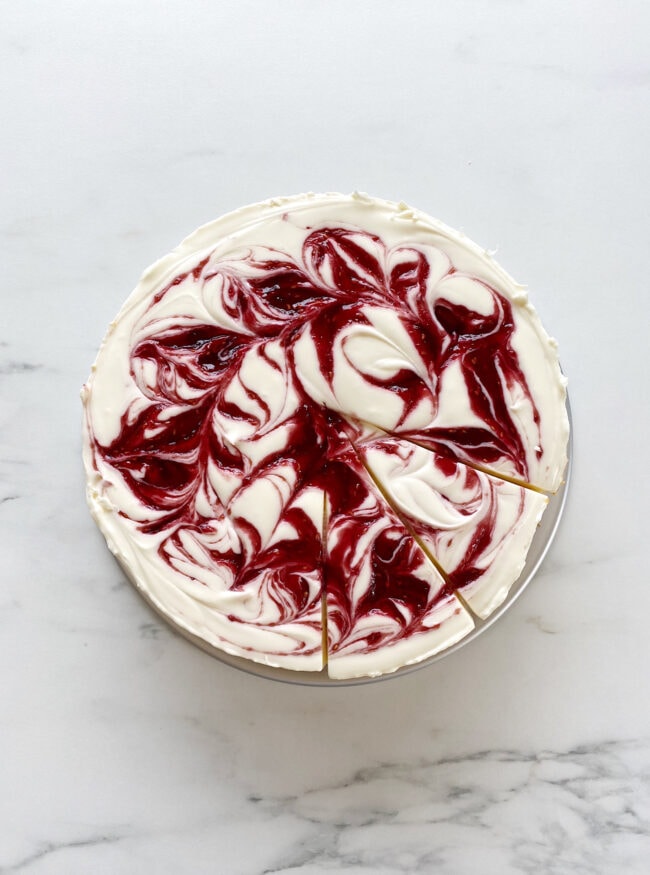 (Almost) No-Bake Cheesecake with Jam Swirl