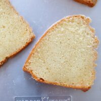 sliced bundt cake on a sheet pan