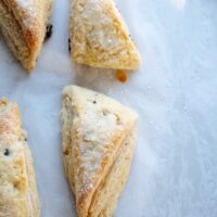 panettone scones on parchment paper