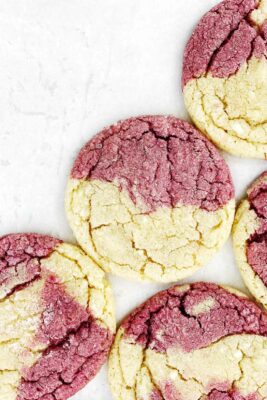 white chocolate raspberry cookies on white backround