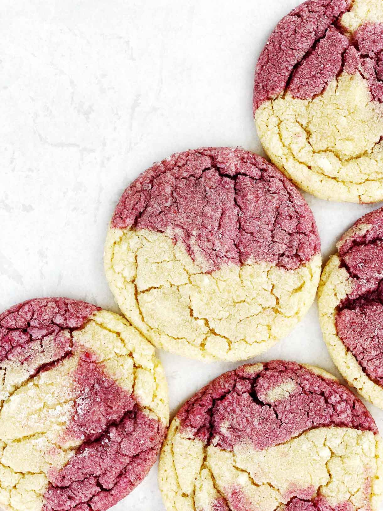 white chocolate raspberry cookies on white backround