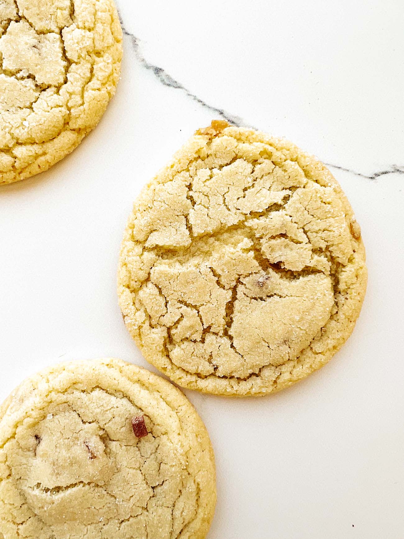 panettone sugar cookies on marble surface