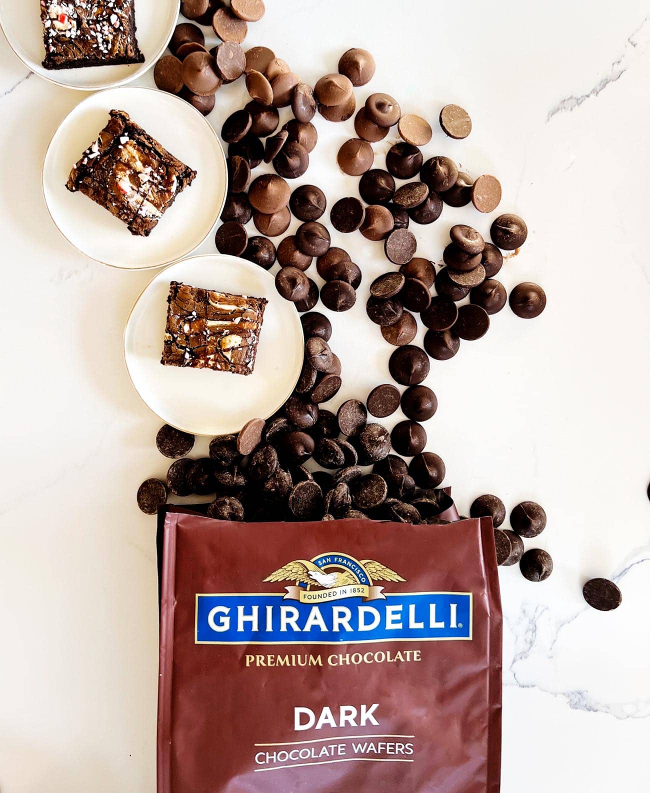 ghirardelli dark chocolate wafers with brownies