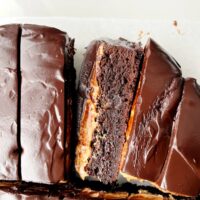 peanut butter crunch brownies on parchment