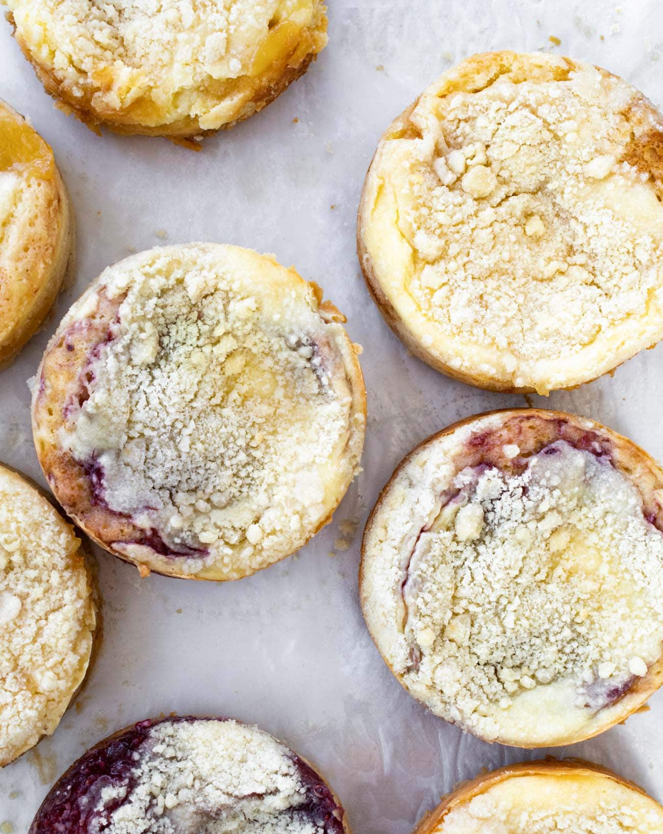 coffee cakes on white parchment paper