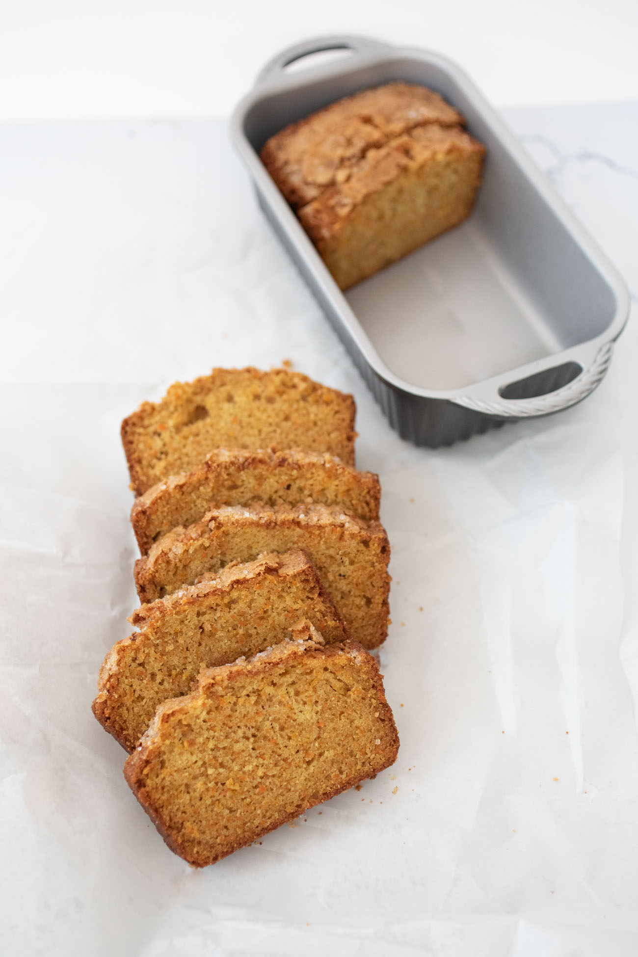 bread sliced outside a pan