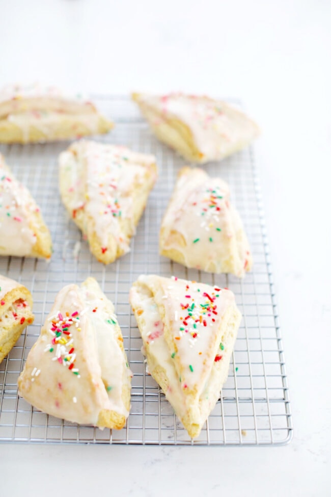 sprinkle scones on wire cooling rack