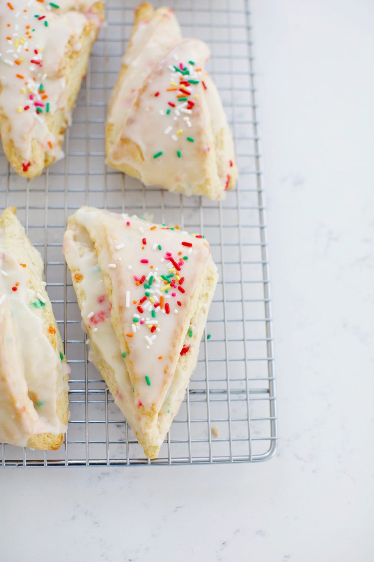 sprinkle scones on wire rack