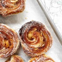 apple morning buns on parchment paper