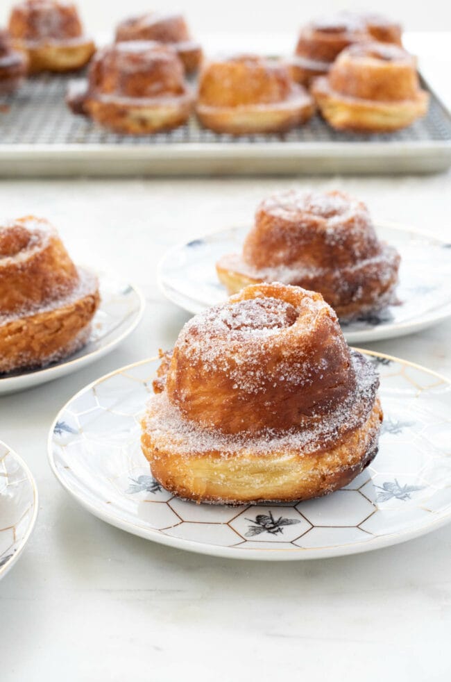 homemade morning buns on white plate