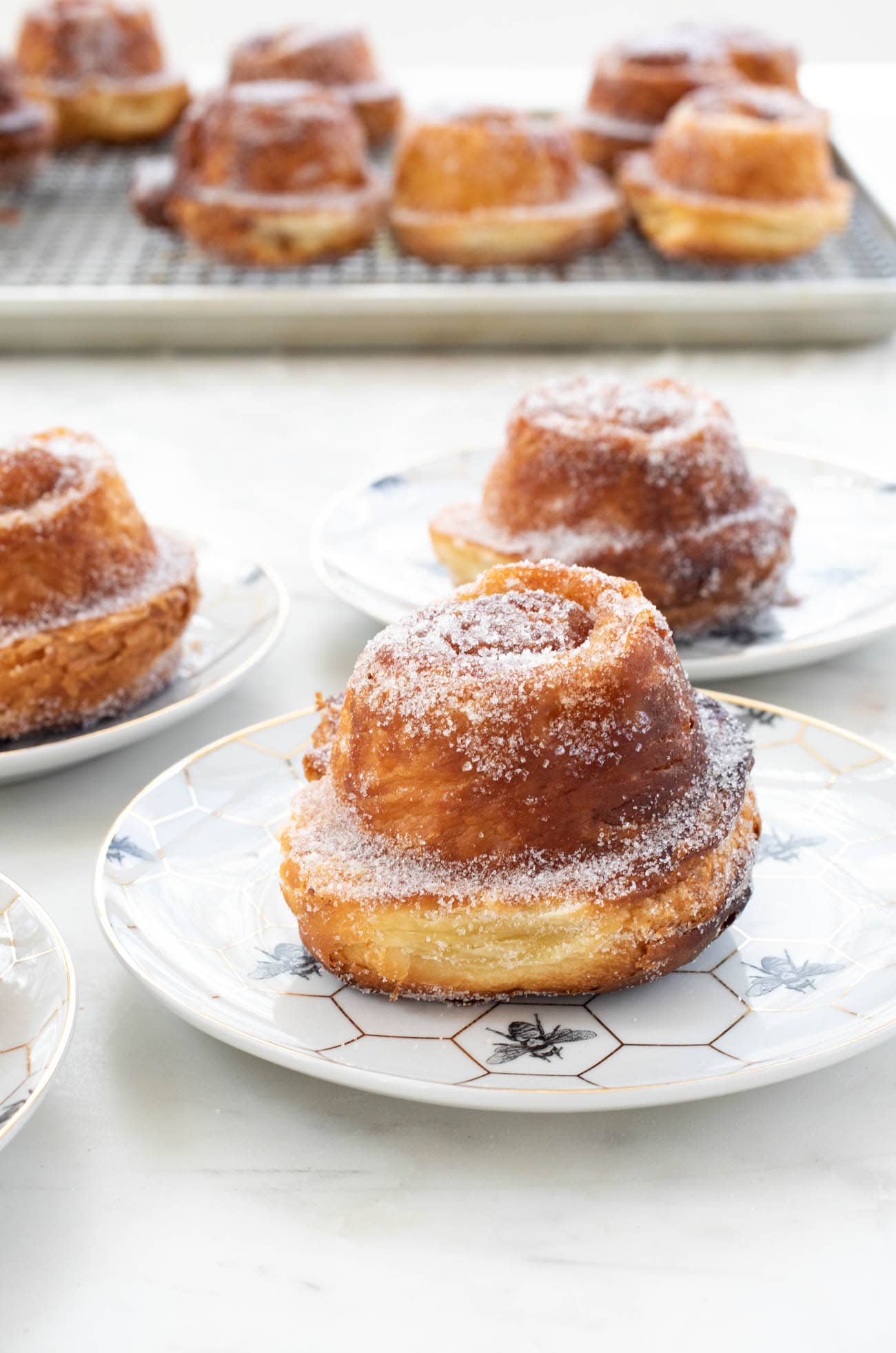 homemade morning buns on white plate