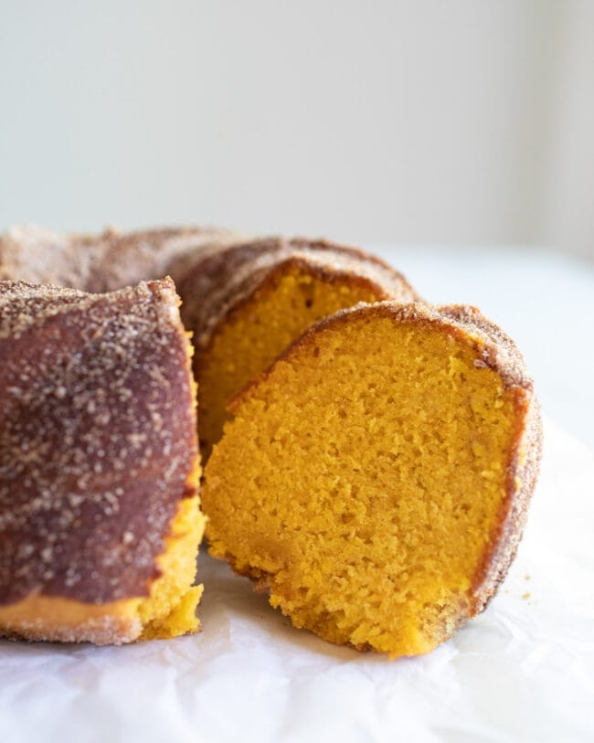 pumpkin bundt cake, sliced