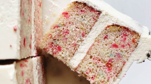 White Sprinkle Cake with Cream Cheese Frosting