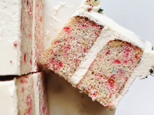 White Sprinkle Cake with Cream Cheese Frosting