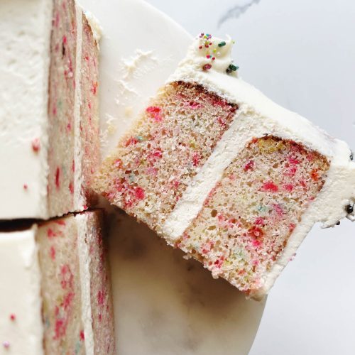 White Sprinkle Cake with Cream Cheese Frosting