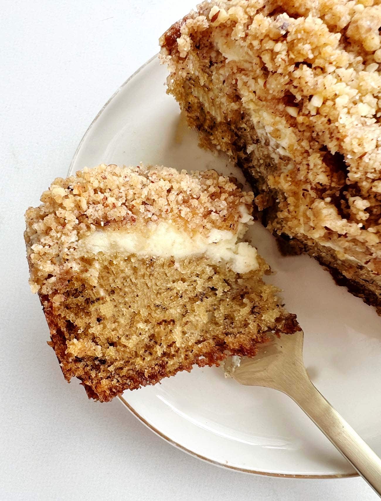 banana bread coffee cake with cream cheese filling