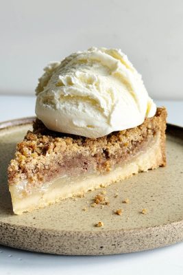 pear tart on plate
