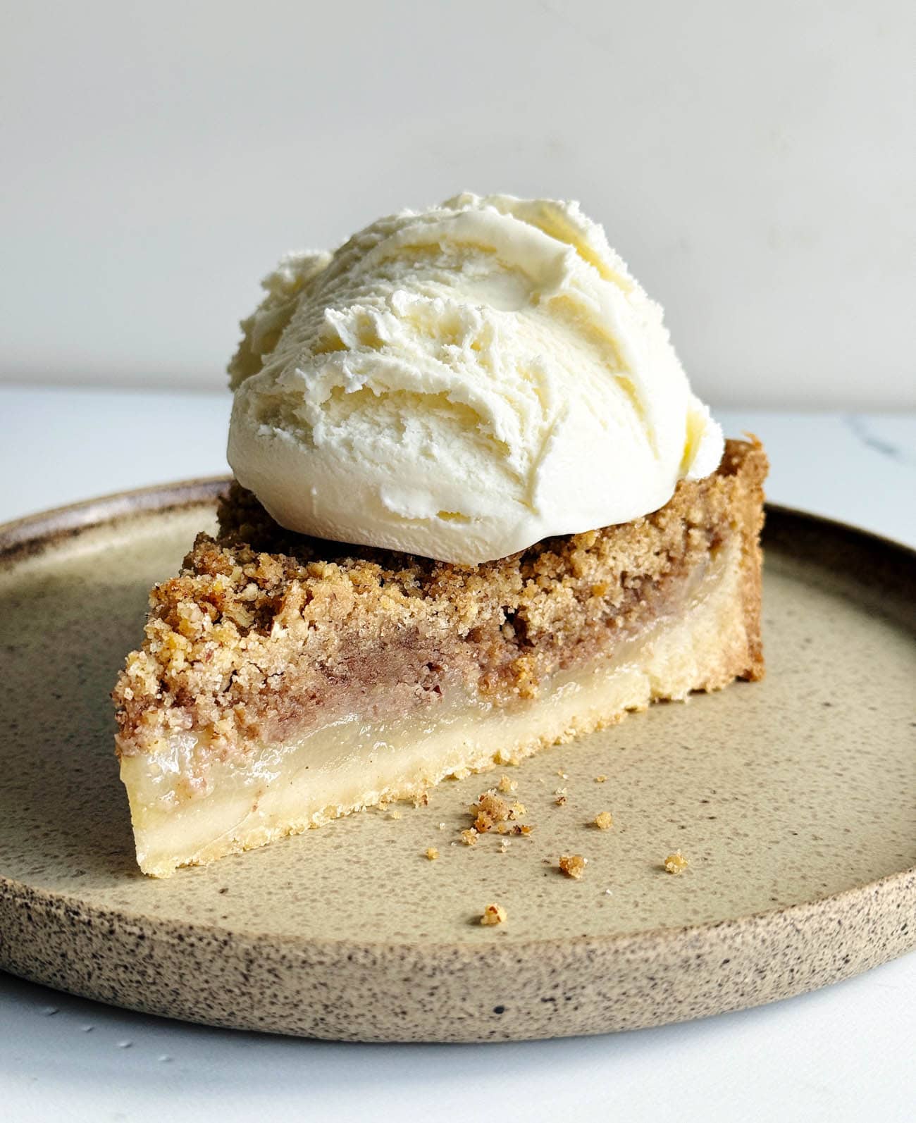 pear tart on plate