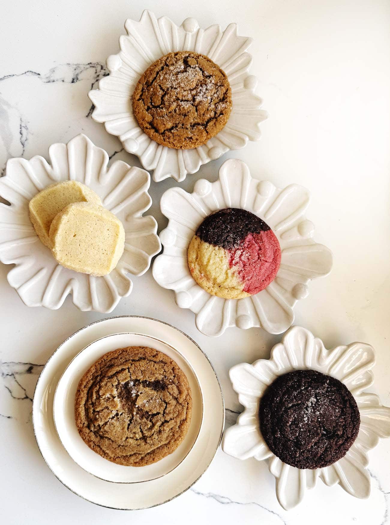 sarah kieffer holiday cookies on white plates