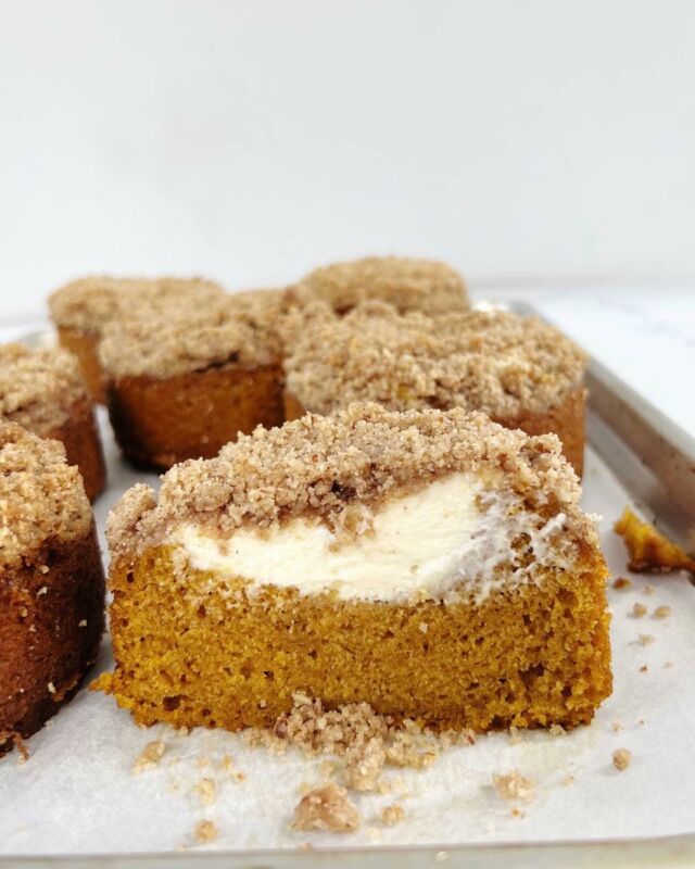 🍂New! Cream Cheese Pumpkin Streusel Cakes. After so many of you loved my Creamy Jammy Coffee Cakes, I experimented with a pumpkin version for fall. These little streusel cakes are made with the base of my Pumpkin Bars; they bake up moist and flavorful, and pair beautifully with the cream cheese and pecan streusel. The cream cheese layer is significant, which I really enjoy. ❤️ 

Link to the recipe is in my profile! 

••••••
#pumpkincake #minicakes #pumpkinrecipes #bakingblog #bakingday