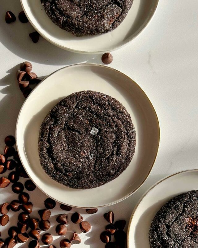 Easy Chocolate Espresso Cookies! Rich with so much chocolate flavor, have slightly crisp edges the day of baking, and a tender center that lasts for days (which makes them perfect for cookie boxes). I’ve found the inclusion of ground espresso and a dash of coffee-flavored liqueur adds really nice flavor, and compliments the chocolate perfectly. They’re simple to make, no refrigeration of the dough needed. ⭐️ Link to the recipe in my profile!⁣

_____________
#chocolatecookies #bakingcookies #cookierecipe #cookiebox #cookietin